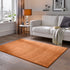 Kurzflor Teppich Designer | Flauschiger Flachflor fürs Wohnzimmer, Esszimmer, Schlafzimmer oder Kinderzimmer | Terra Kupfer